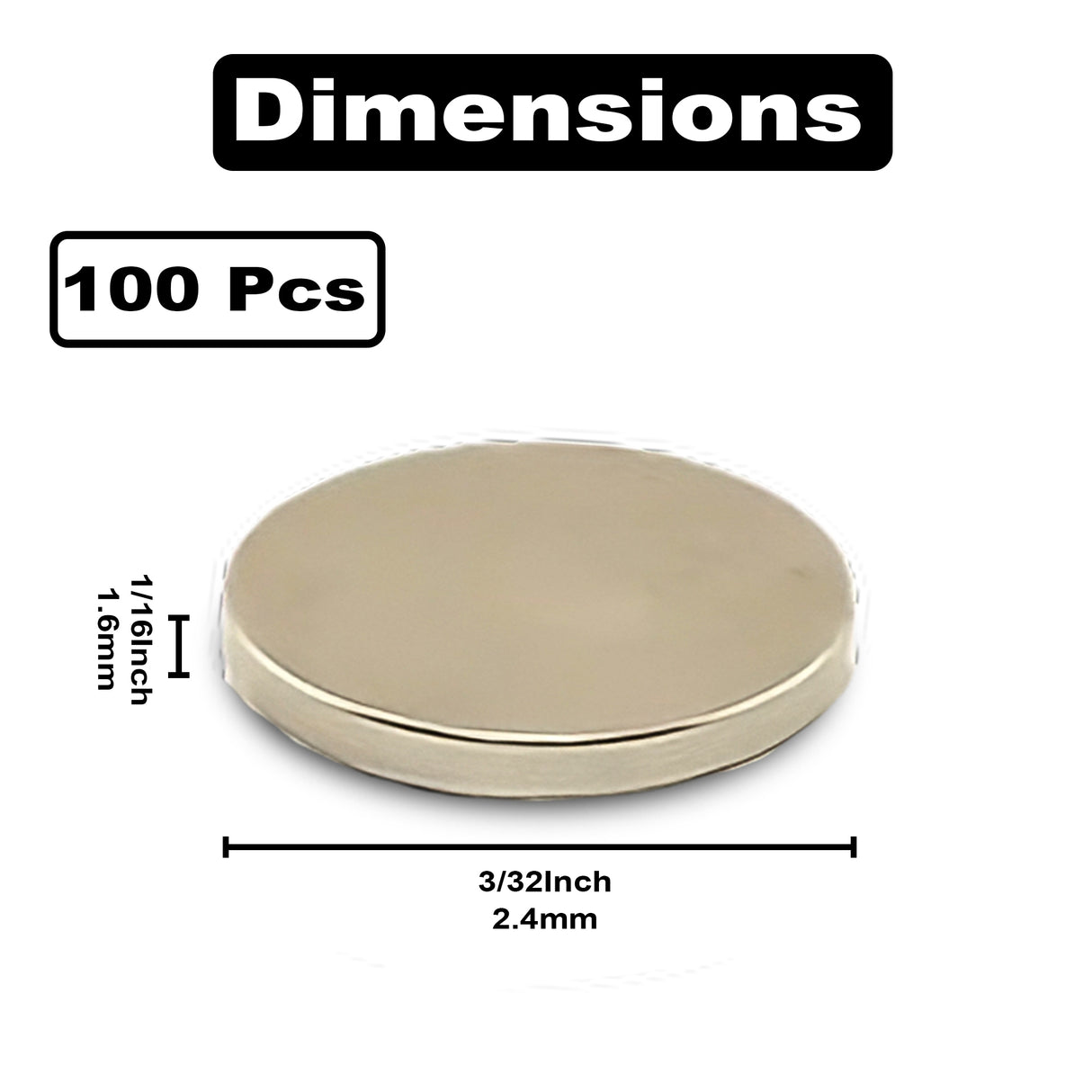 3/32" x 1/16" (2.4mm x 1.6mm) Disc Magnets (100)