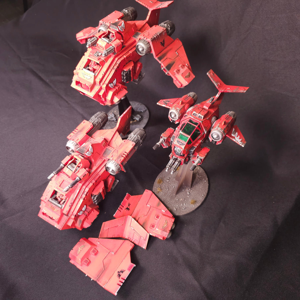 Warhammer 40,000 - Blood Angels - Painted Stormraven & Stormtalon Flyer Lot