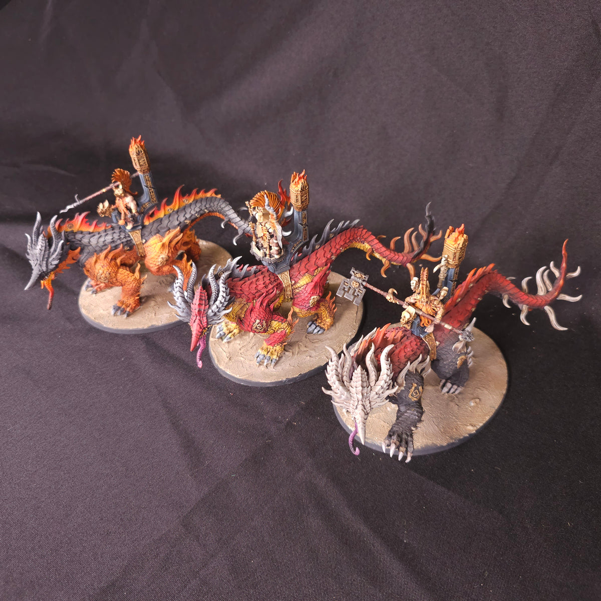 Age of Sigmar - Fyreslayers - Painted Magmadroth Trio