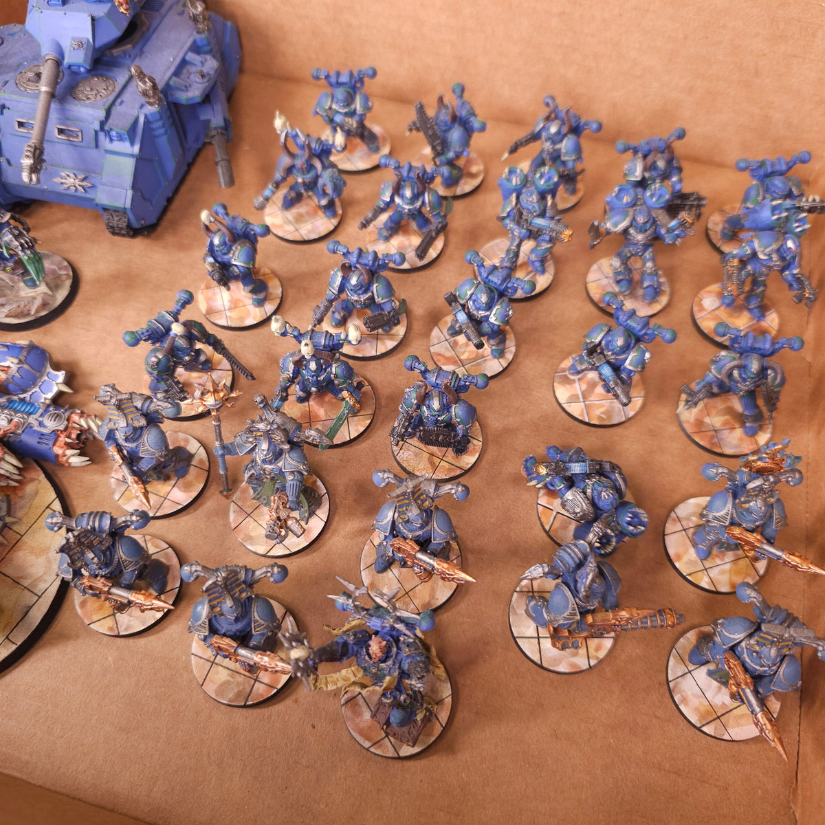 Painted Blue Warband with Daemon Engine and Armour - Needs Repair - detail view 3