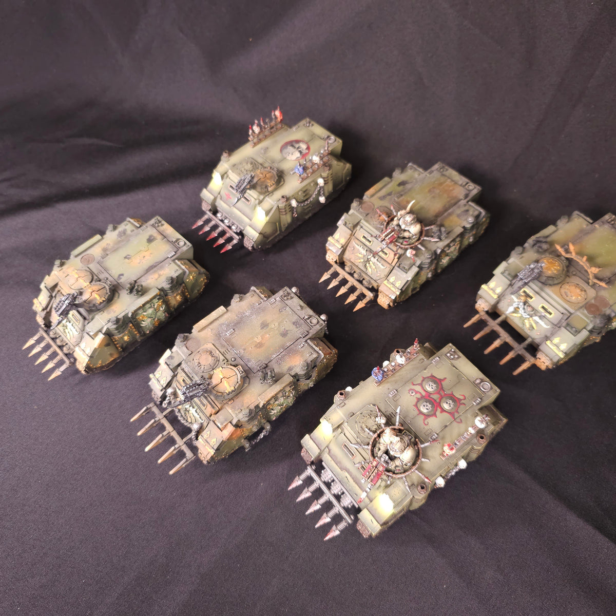 Nurgle Rhinos - Rusted Armour - full lot overview