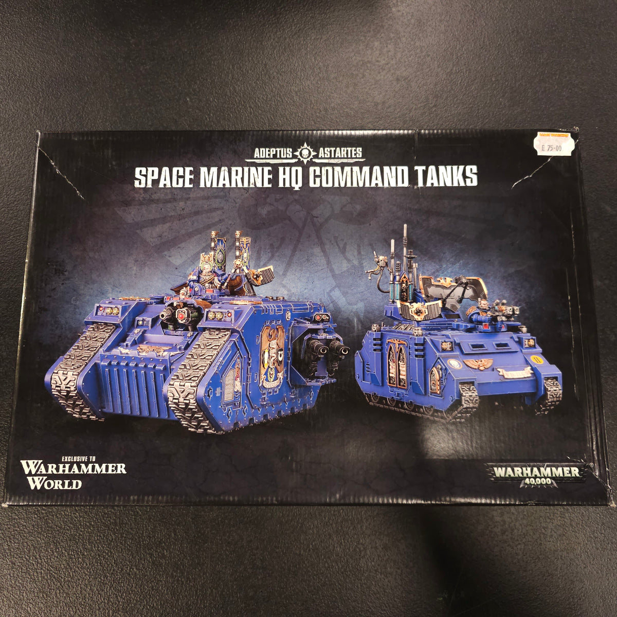 Space Marine HQ Command Tanks: Land Raider Excelsior and Rhino Primaris — actual product box