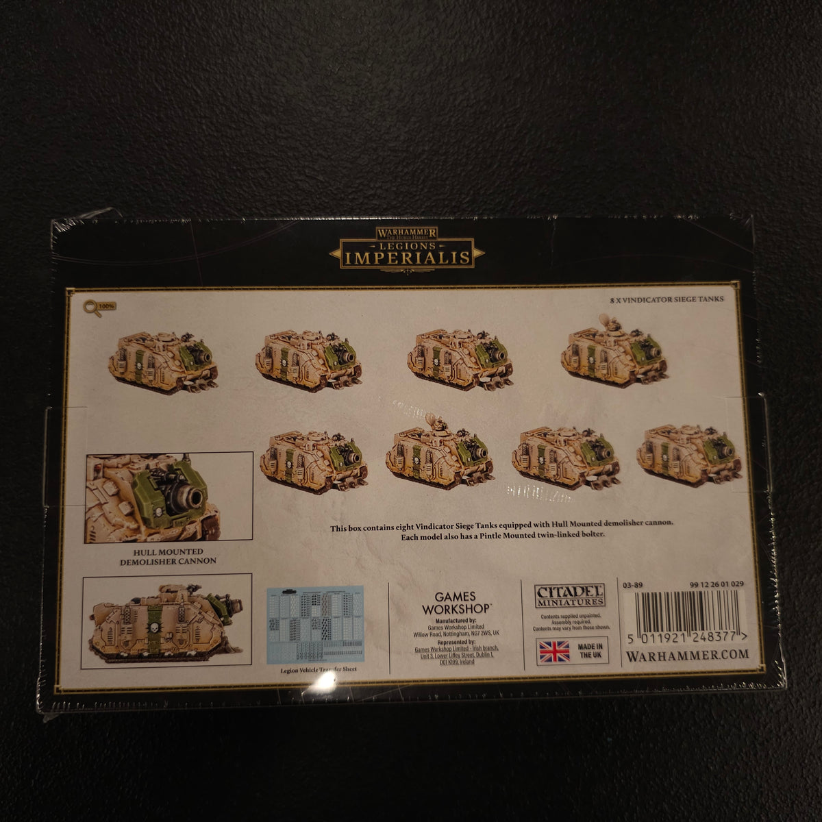 Vindicator Siege Tank Squadron - back packaging