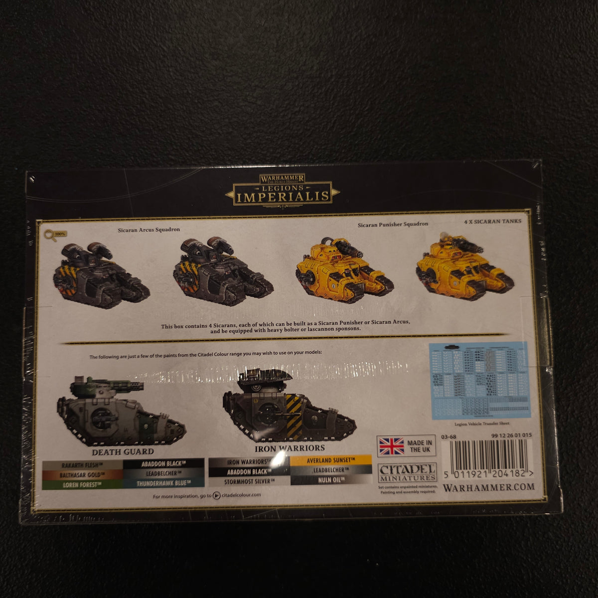 Sicaran Arcus and Punisher Squadron - back packaging