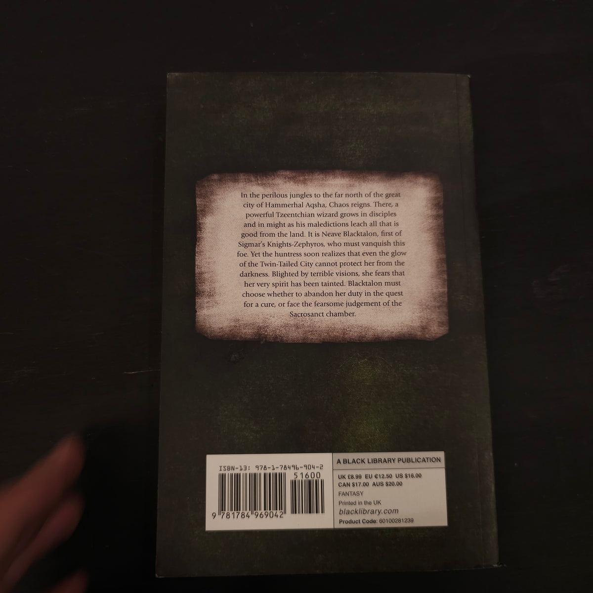 Age of Sigmar - Blacktalon: First Mark - Paperback; 2018 - back cover