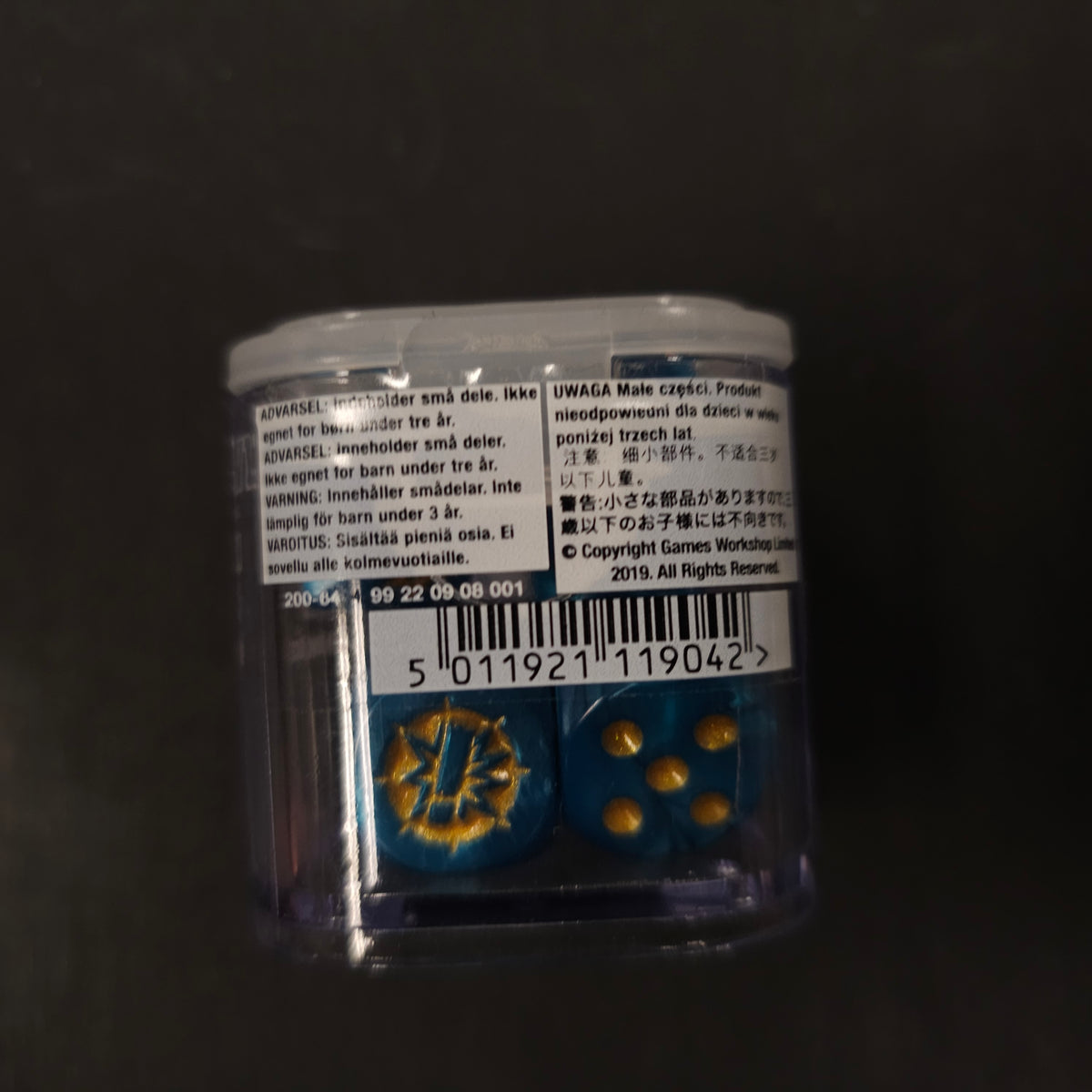 Lizardmen Team Dice Set - Turquoise and Gold (2019) - back cover, label or inside detail