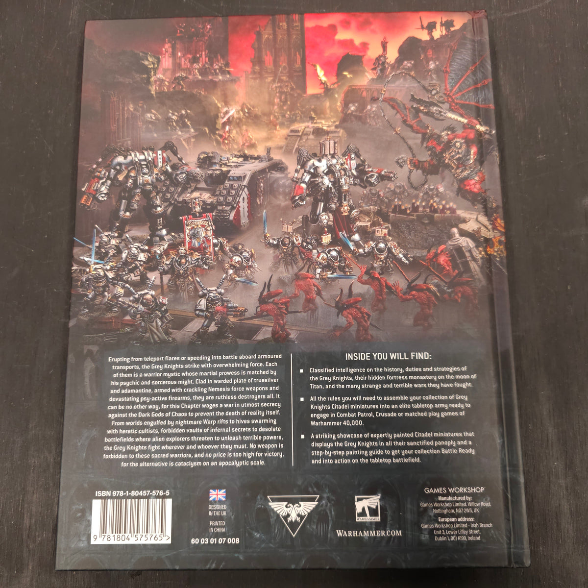 Codex: Grey Knights (2025, 10th Edition) - back cover, label or inside detail