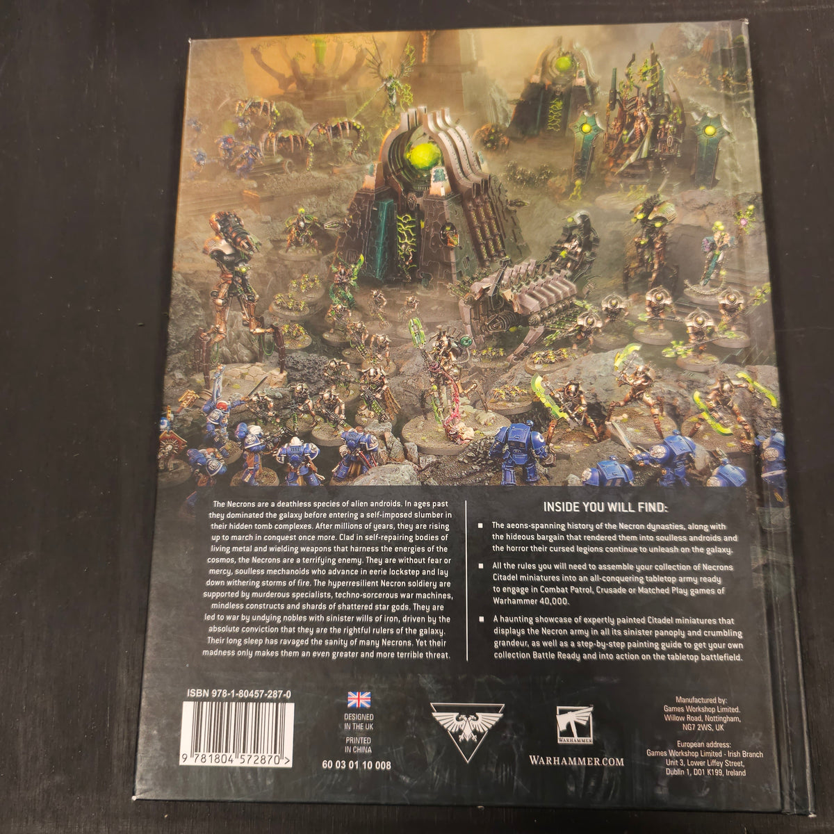 Codex: Necrons (2023, 10th Edition) - back cover, label or inside detail