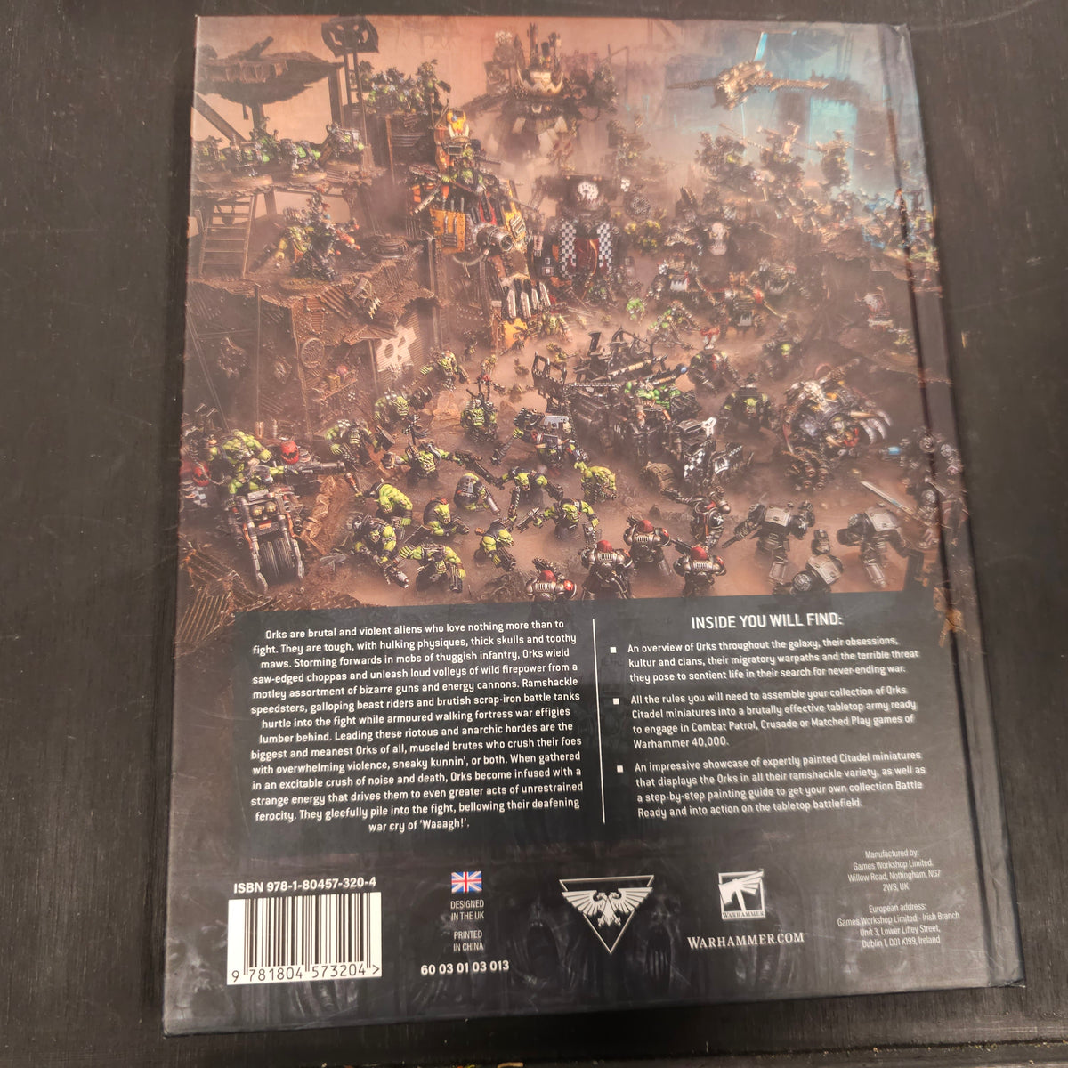 Codex: Orks (2024, 10th Edition) - back cover, label or inside detail