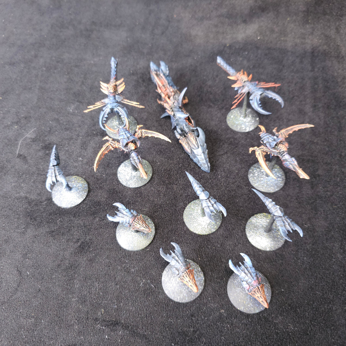 Blue and Brown Converted Tyranid Fleet - full lot overview