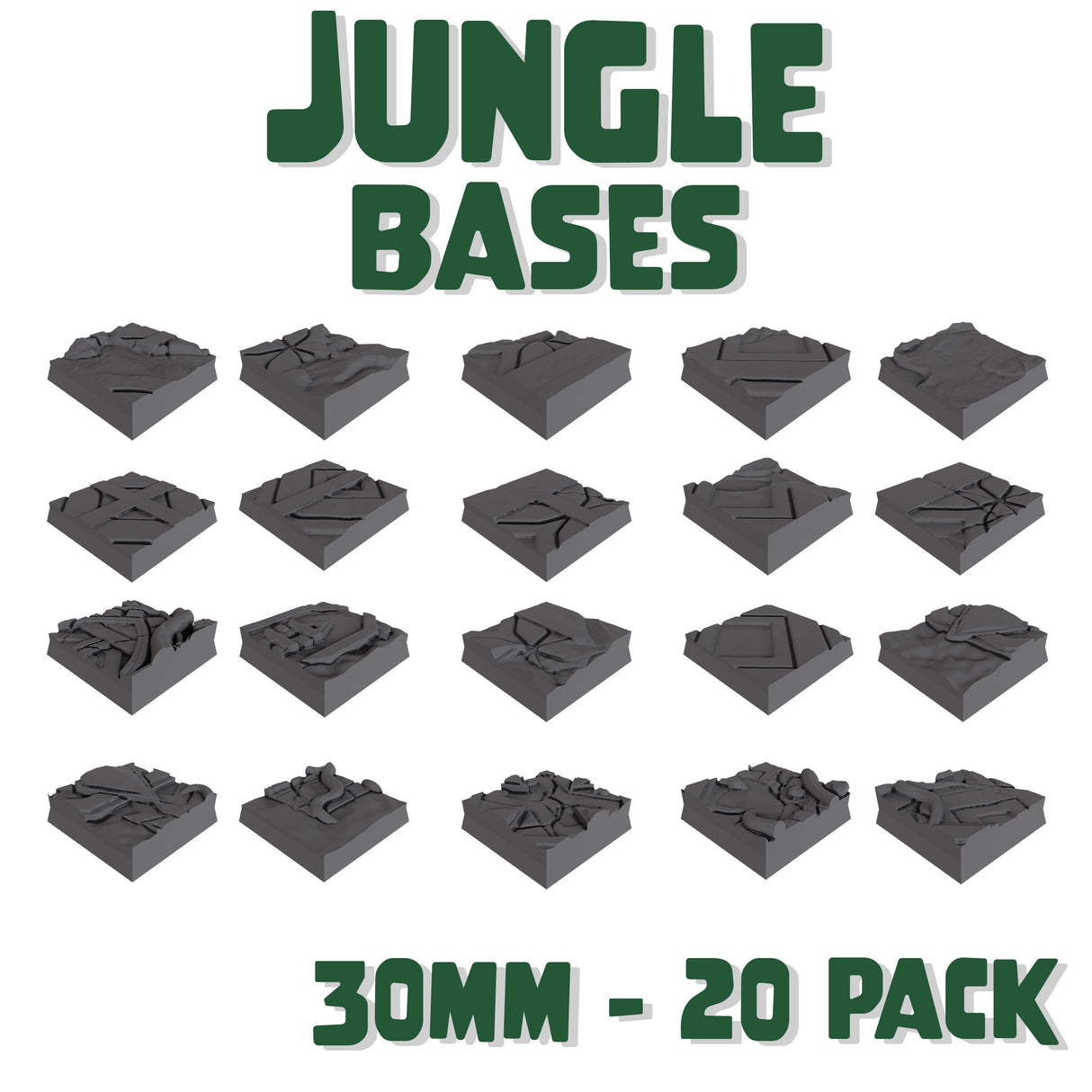 30mm Jungle Square Bases (Set of 20)