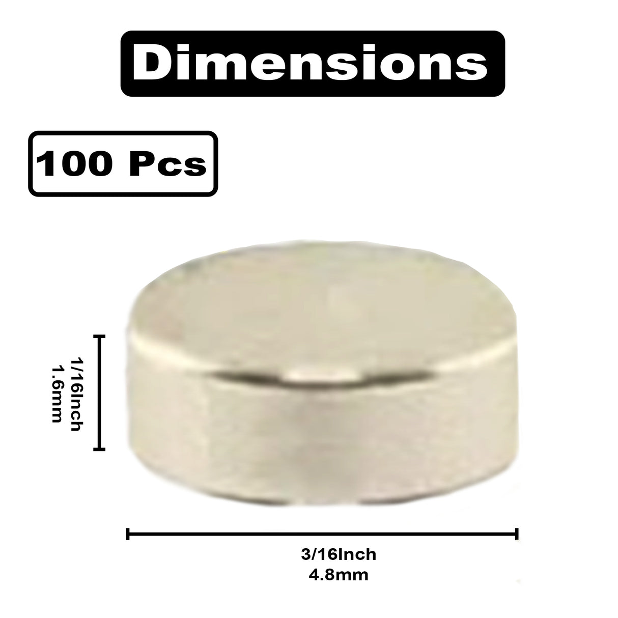 3/16" x 1/16" (4.8mm x 1.6mm) Disc Magnets (100)