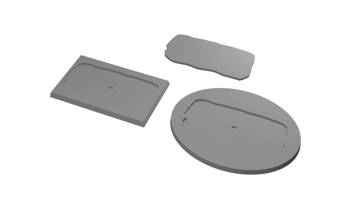 60x100mm Rectangle to 120x92mm Oval Untextured - Rank and Flank Base Adapters