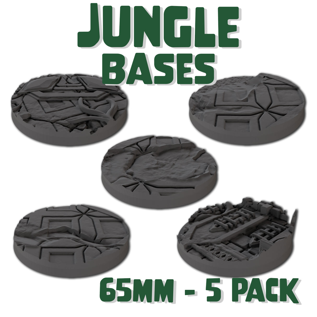 65mm Jungle Round Bases (Set of 5)