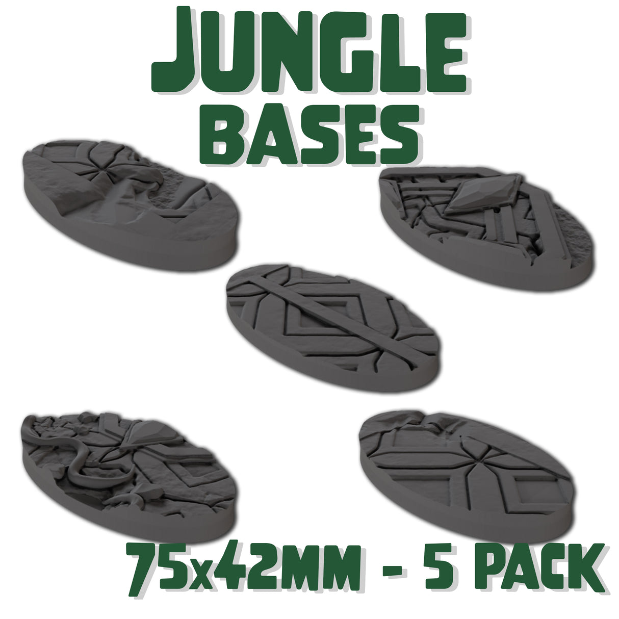 75x42mm Jungle Round Bases (Set of 5)