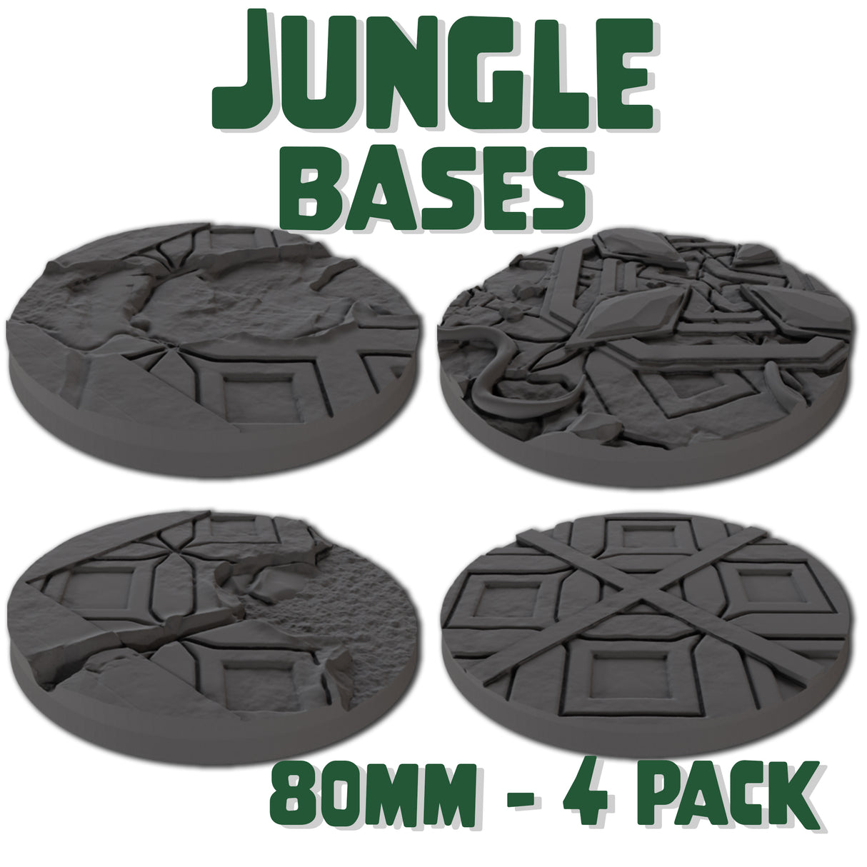 80mm Jungle Round Bases (Set of 4)