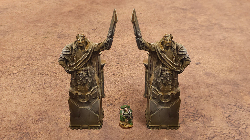 The Ruins of Perdition - Pair of Sword Raising Statues (1 mirrored)