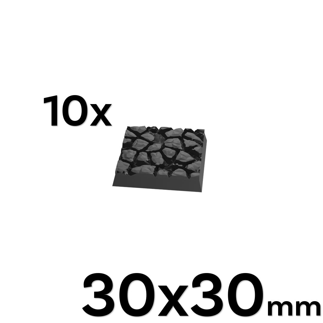 30mm Cobblestone Square Bases (Set of 10)