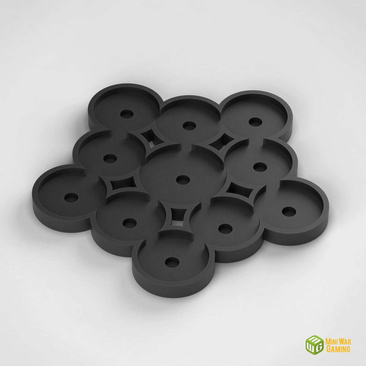 Round Movement Tray - 11 Slots (10x25mm + 1x32mm Bases - Optional Magnet Slots)