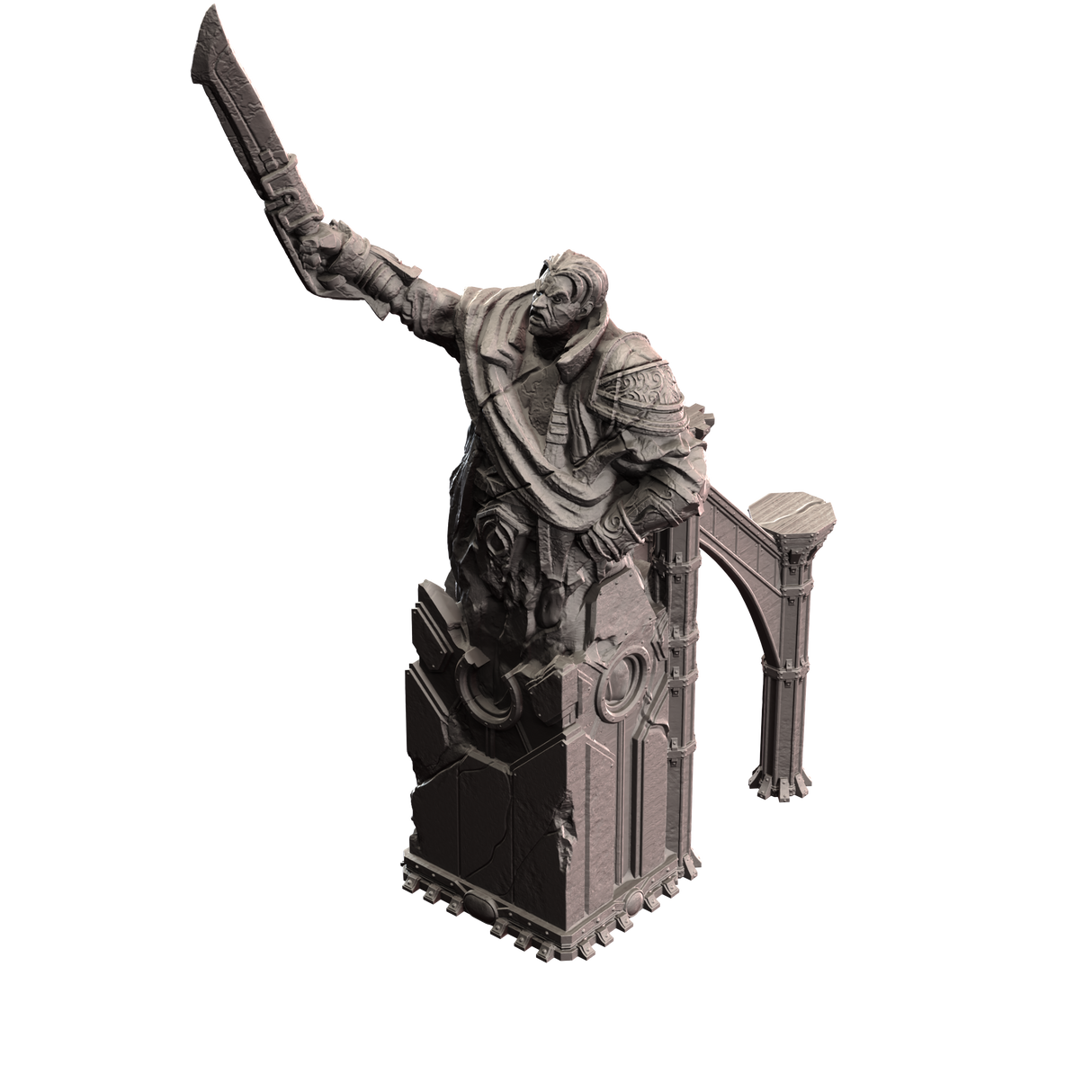 The Ruins of Perdition - Pair of Sword Raising Statues (1 mirrored)