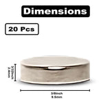 3/8" x 3/32" (9.5mm x 2.5mm) Base Disc Magnets (20)