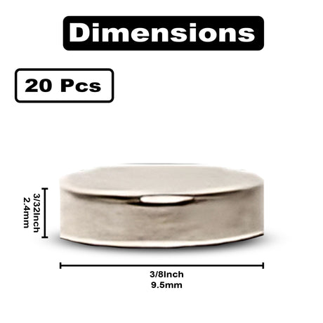 3/8" x 3/32" (9.5mm x 2.5mm) Base Disc Magnets (20)