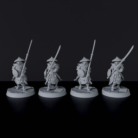 Fantasy miniature of samurai fighter Ashigaru Spearmen - Bloodfields tabletop RPG game