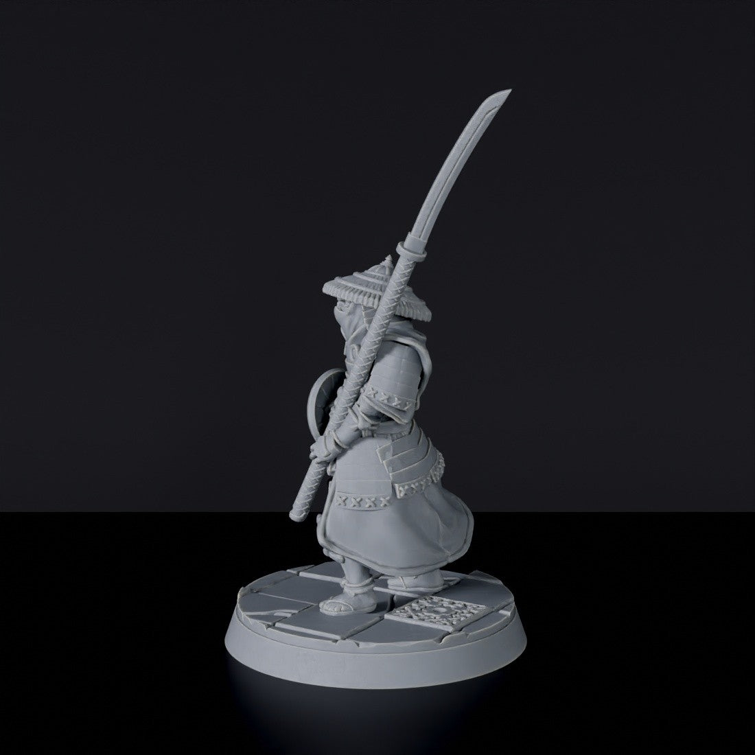 Miniature of samurai fighter Ashigaru Spearmen - Dragon Empire set for Bloodfields RPG wargame