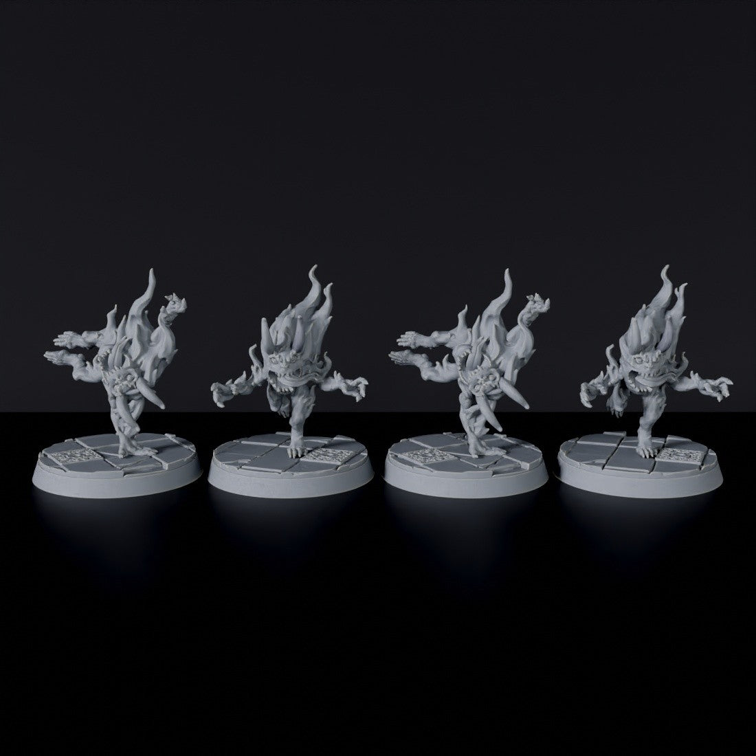 Fantasy miniatures of four elementals Mara'Kar - Bloodfields tabletop RPG game