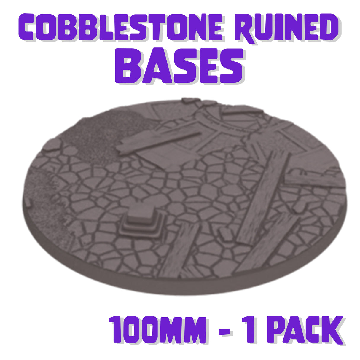 100mm Cobblestone Ruins Round Base (Set of 1)