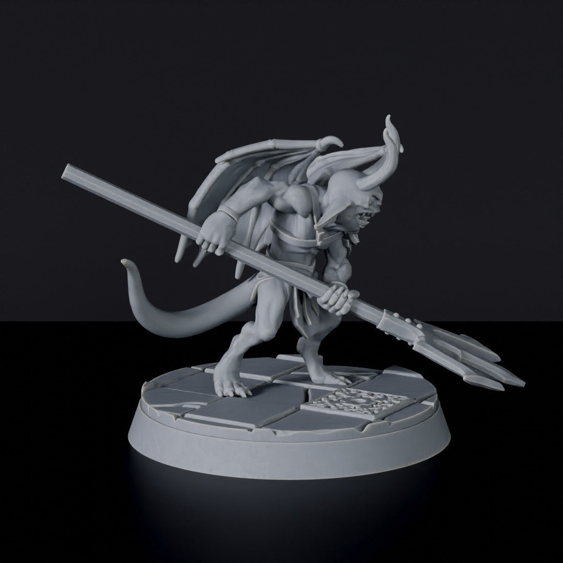 Fantasy miniatures of demon fighters Menacing Imps with trident - Bloodfields tabletop RPG game