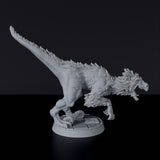 Fantasy miniature of Raptors barbarians jurassic fighters for Bloodfields tabletop RPG game