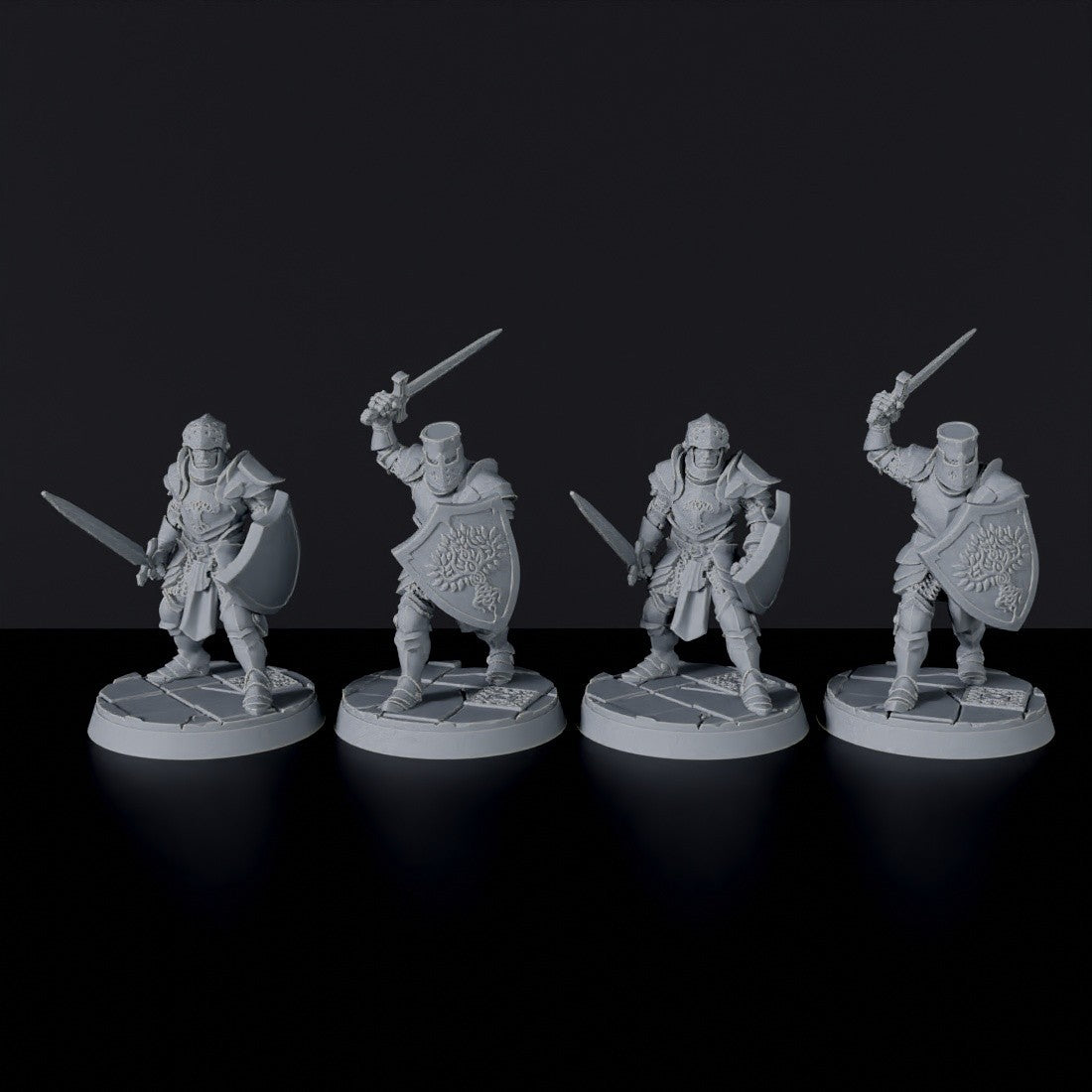 Fantasy miniatures of knights with swords and shields Sanctum Crusaders - dedicated set to army for Bloodfields