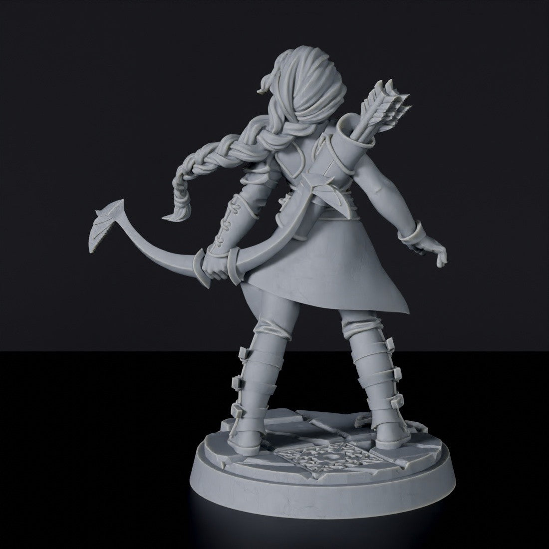 Fantasy miniature of Human Female Fighter Ver 2 with quiver and bow - dedicated set for fantasy tabletop RPG games