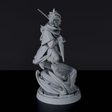 Dedicated set for fantasy tabletop RPG army - thief Airbond Male Rogue elemental air miniature with cloak and mace