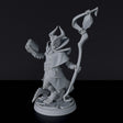 Miniature of warlock Dragonborn Male Wizard with tome, staff and cloak for fantasy tabletop role-playing games