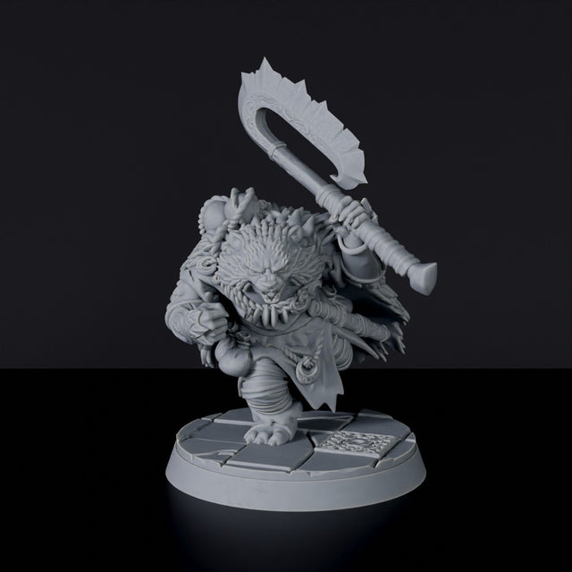 Fantasy miniature of wolf beast with axe and cloak - Volver for Bloodfields Beastshape Tribe army