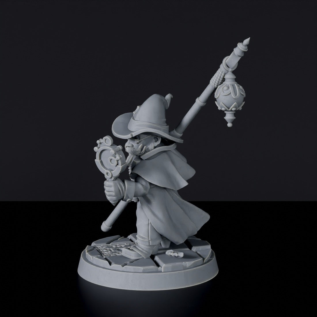 Gnome Male Wizard with Staff and Mirror