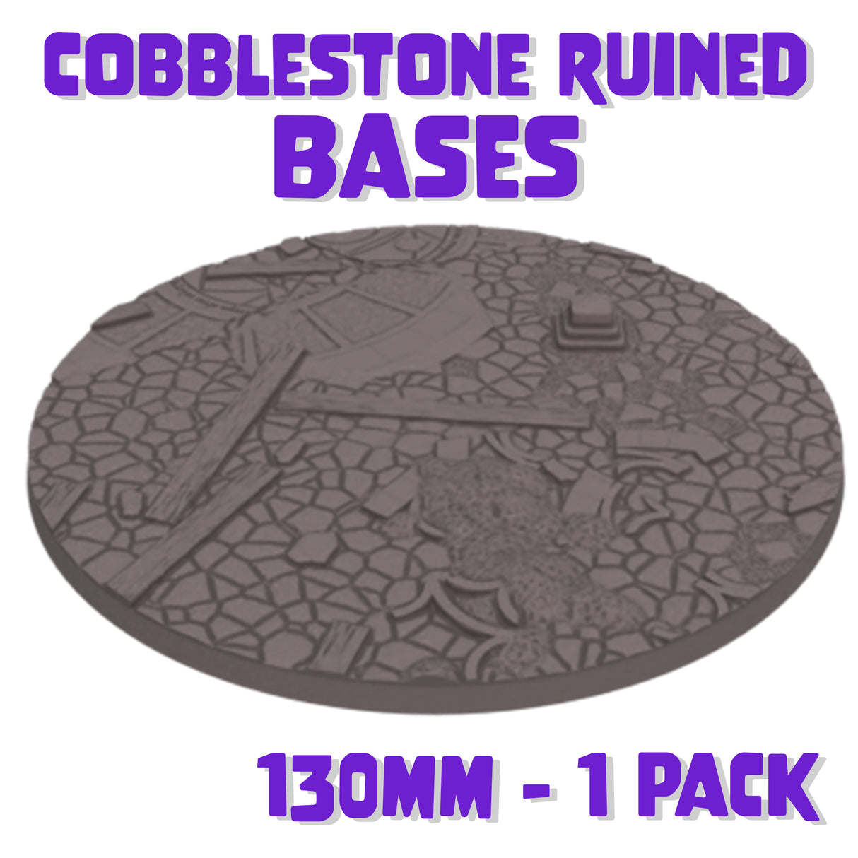 130mm Cobblestone Ruins Round Base (Set of 1)