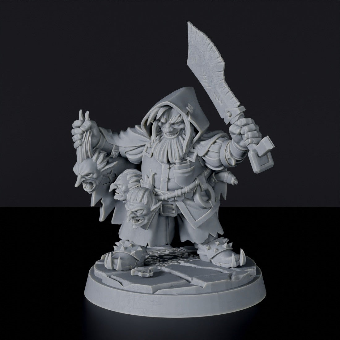 Dwarf Male Ranger with Sword and Severed Head