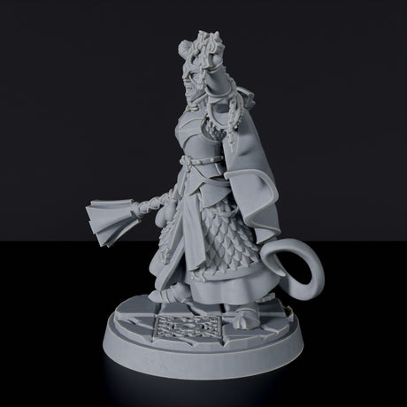 Tiefling Female Cleric with Mace, Holy Symbol and Helmet