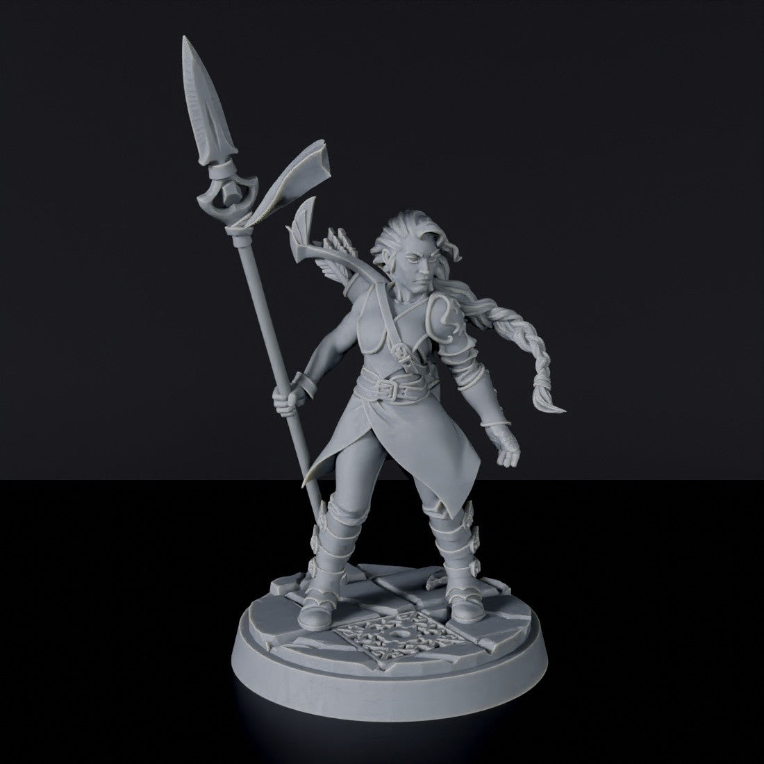 Human Female Fighter with Spear, Bow and Quiver – The MiniWarGaming Forge