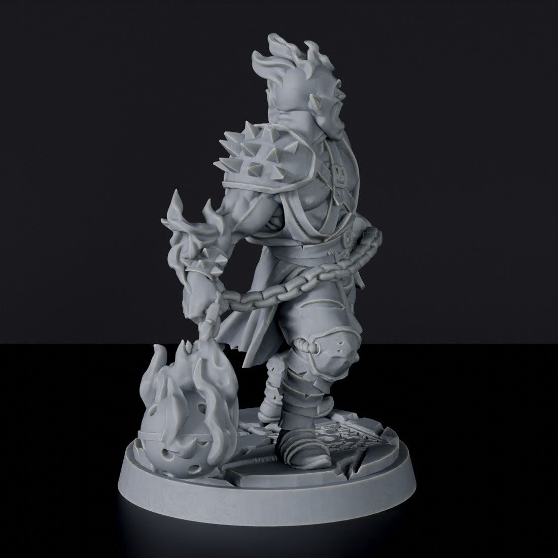 Fire Elemental Male Fighter with Fireball Chain