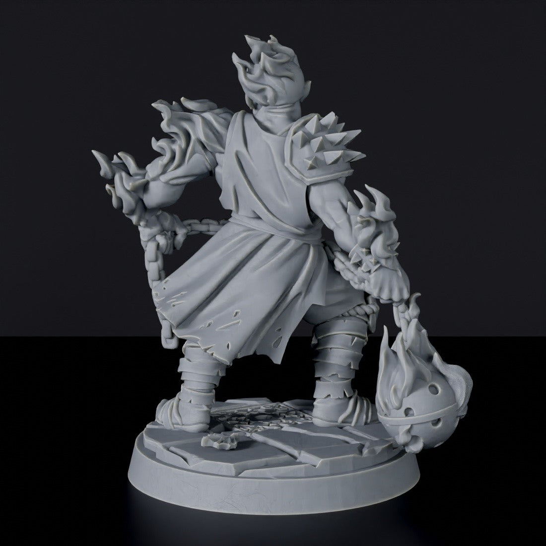 Fire Elemental Male Fighter with Fireball Chain