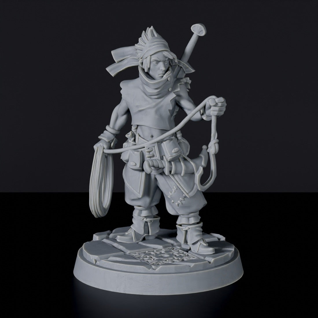 Human Male Adventurer with Grappling Hook and Sword