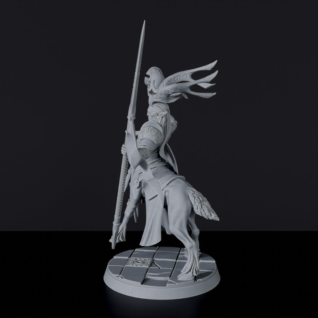 Elf Centaur Warrior - Radran Stonekeeper with Spear and Sword