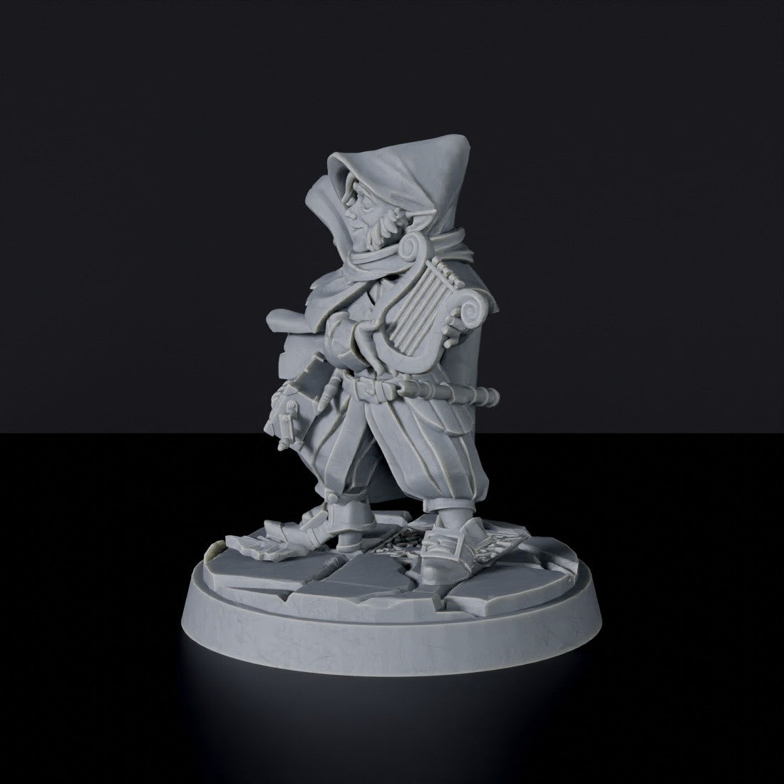 Gnome Female Bard with Lyre and Flute