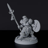 Halfling Female Barbarian with Spear and Shield