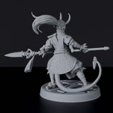 Tiefling Female Monk with Spear and Daggers