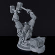 Fantasy miniatures of Ancient Forge dwarf forge monster with hammers for Bloodfields tabletop RPG game